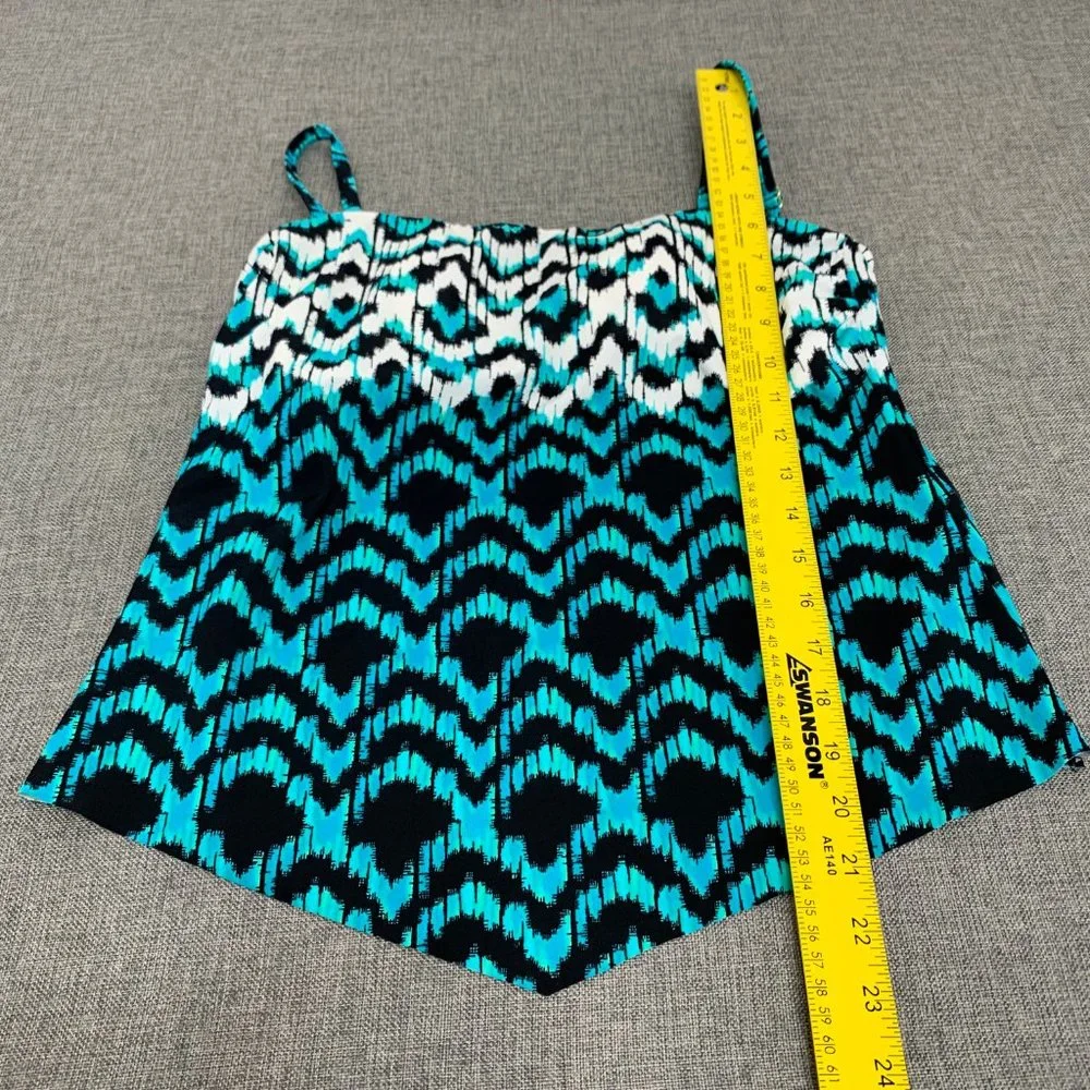 2 Bamboo Tankini‎ Blue White Black Spaghetti Straps Medium Removable Pads